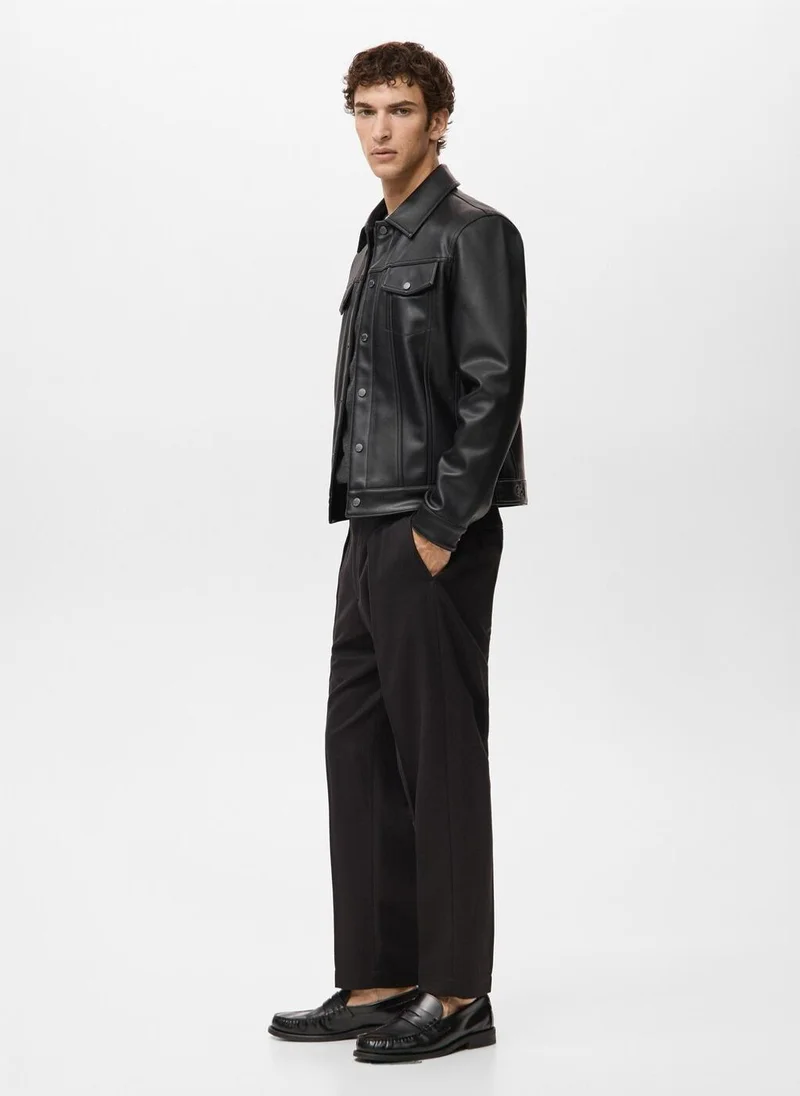 Mango Man  Faux-leather jacket with pockets for Men | Best Price UAE